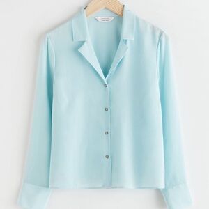 & Other Stories V-Cut Silk Button Up Blouse